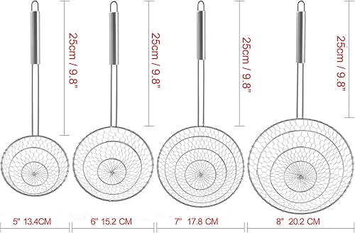 Miniatura 7 de Colador de araña de acero inoxidable para cocina asiática, de malla, wok, de alambre, para cocinar, para alimentos, 7 pulgadas, hecho a mano