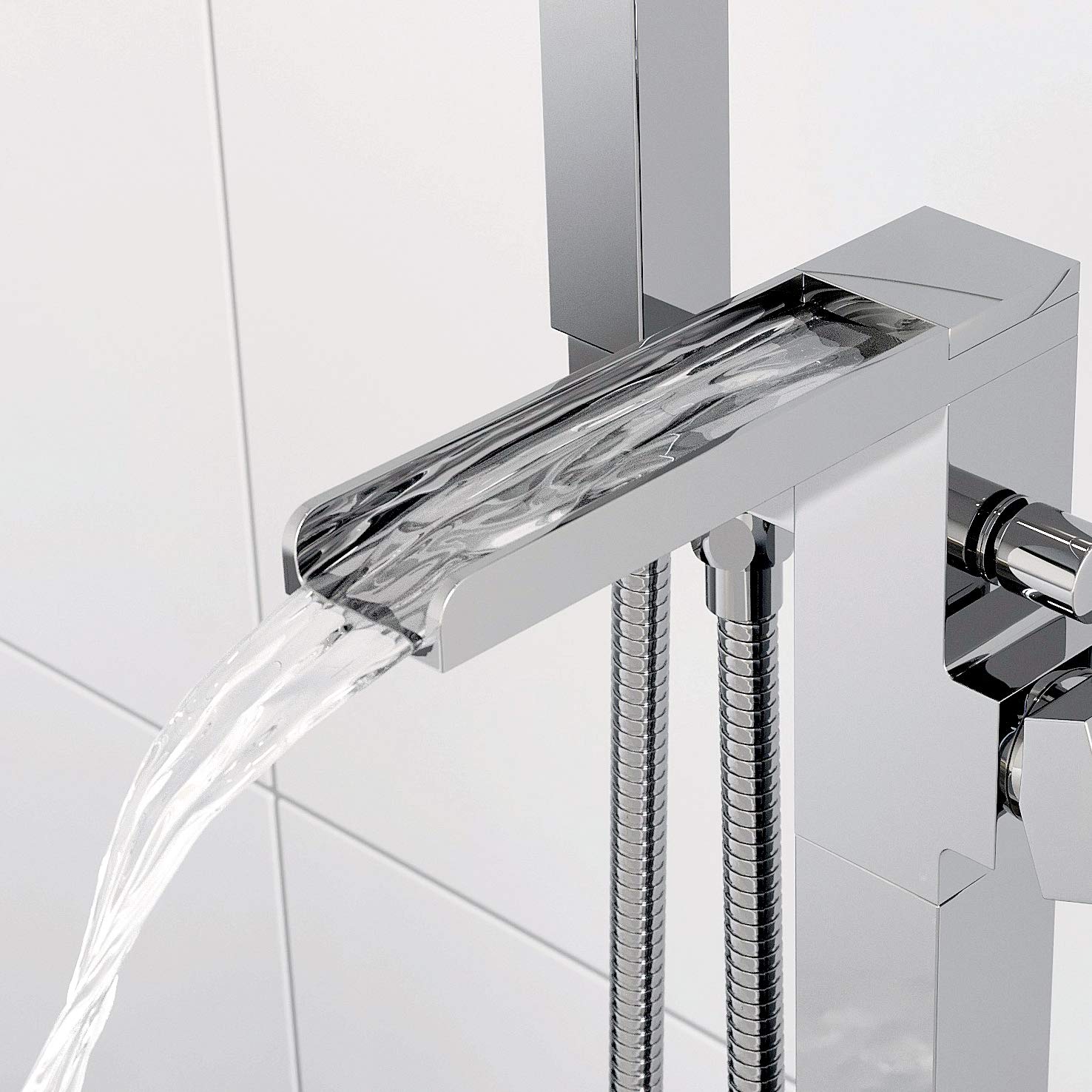 Modern Bathroom Waterfall Freestanding Bath Shower Mixer Tap with