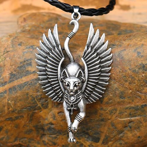 Miniatura 2 de Collar Youngy Fashion de plata antiguo Egipto Bastet Estatua Gato Colgante Collar Esfinge Amuleto Joyería