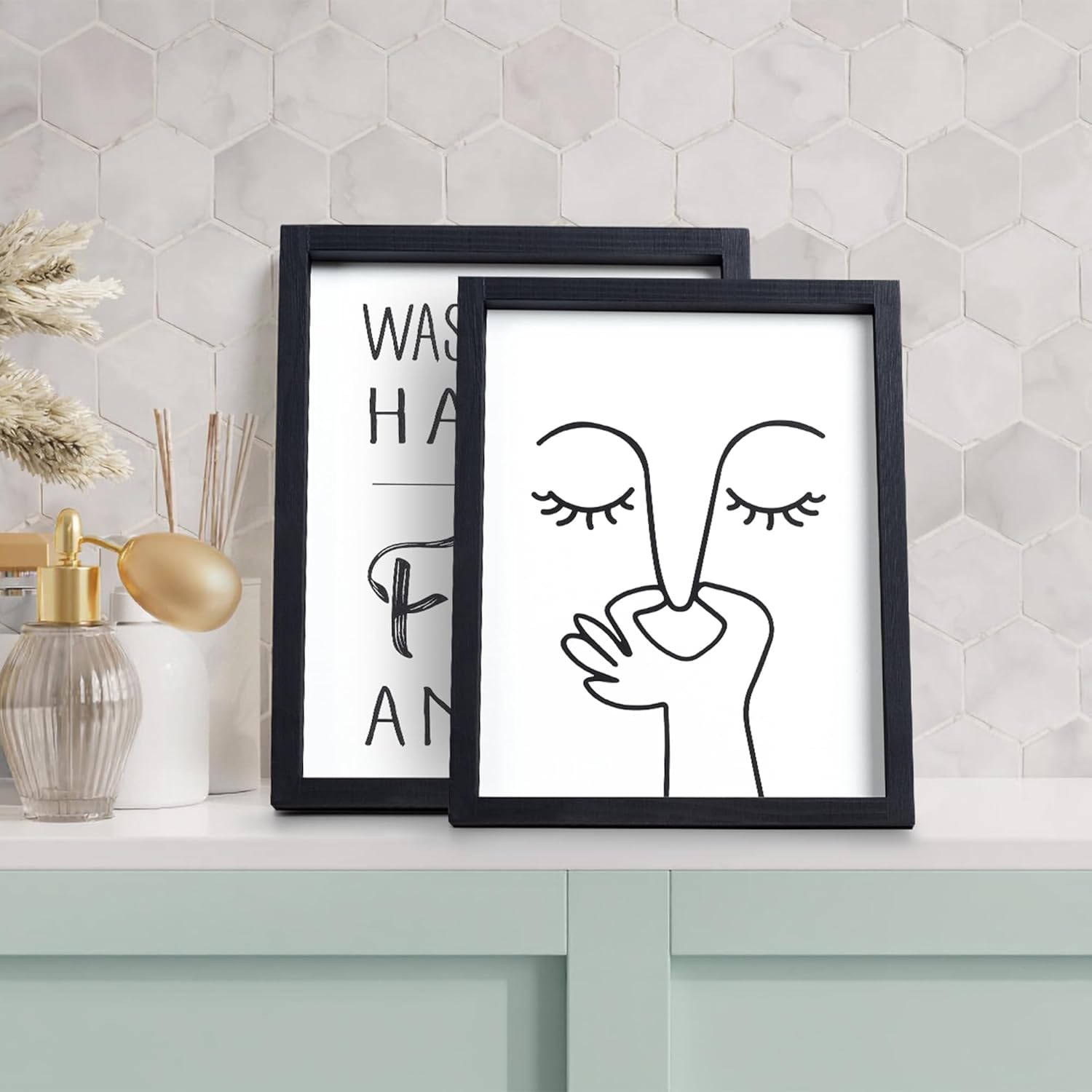 HKBS Framed Black and White Bathroom Wall Art, Toilet Wall Decor Bad Smell 10"x8" for Home Apartment Bathroom - Image 5