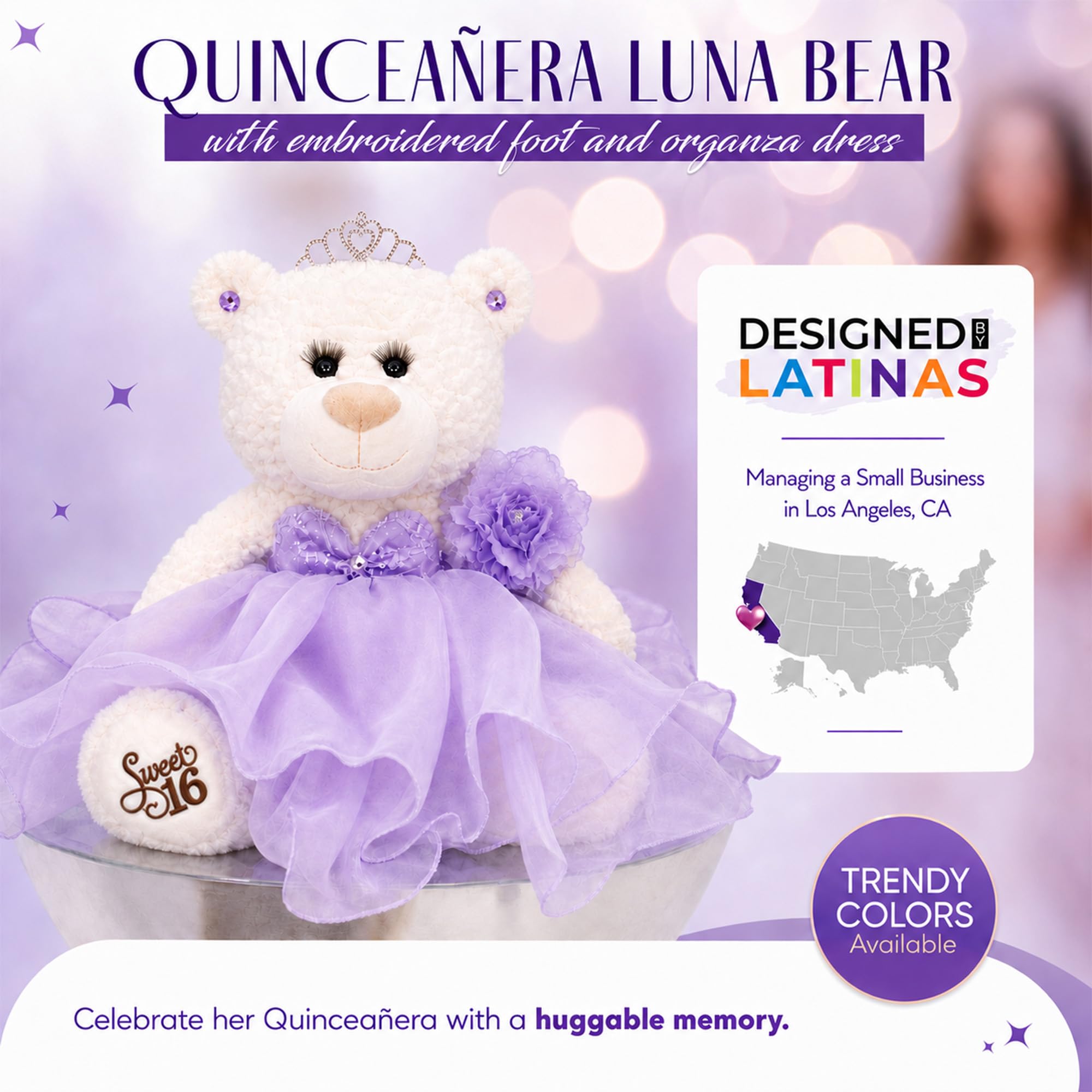 KINNEX COLLECTIONS SINCE 1997 B16831A-3 Teddybär mit Kleid und süßer 40,6 cm Stickerei (Mittelstück), 50,8 cm, Rosa