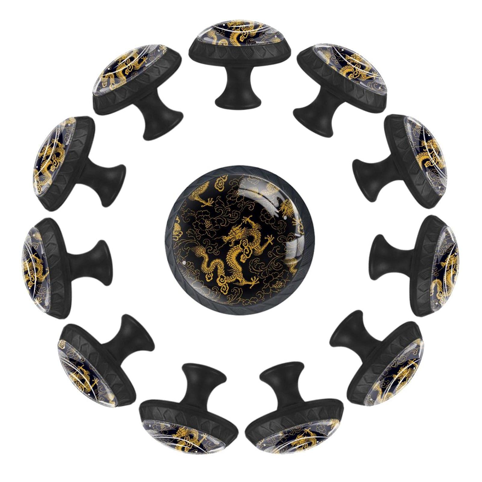 Boutons de tiroir dragon chinois doré 35 mm au design artistique raffiné