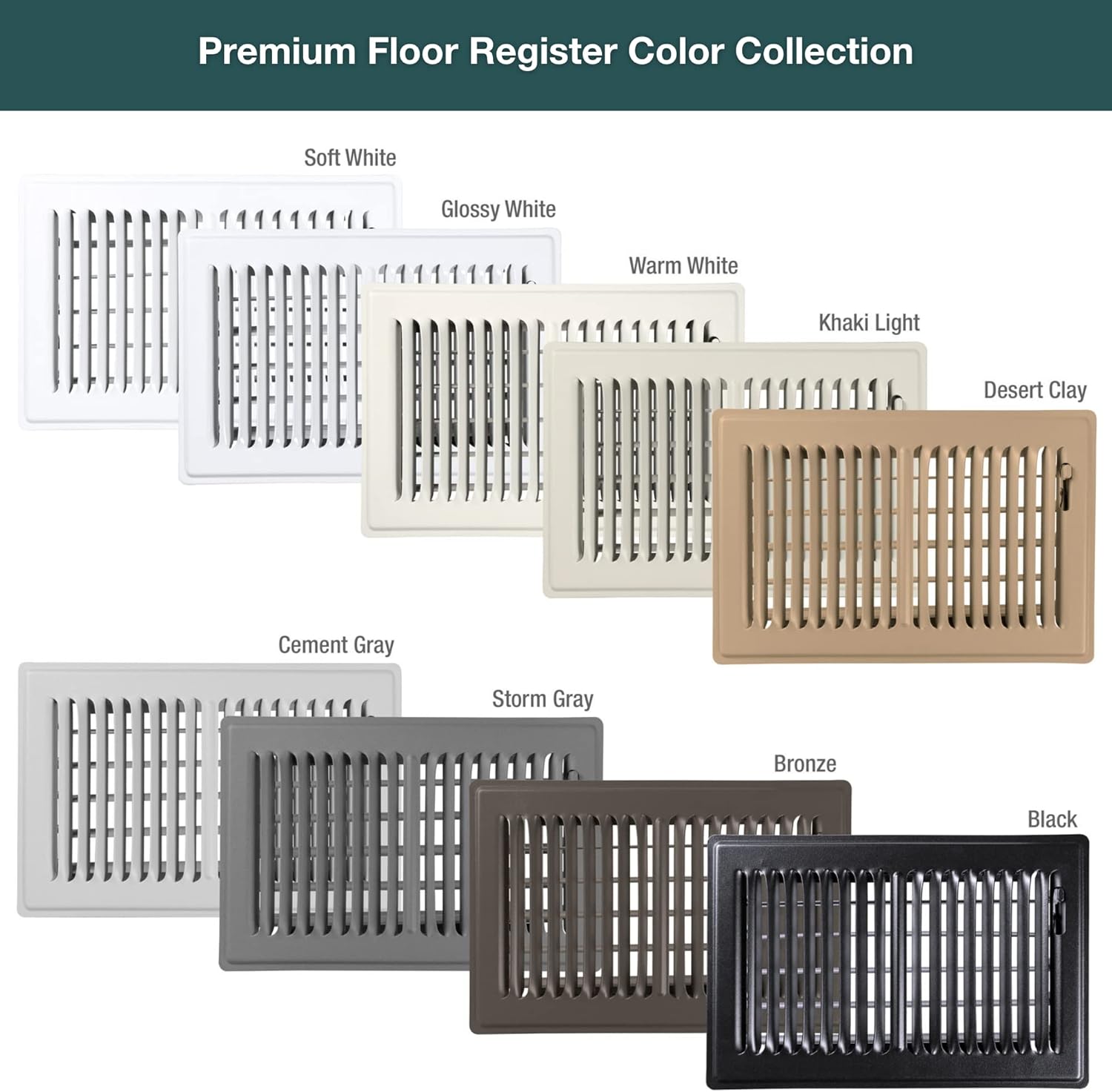 Shoemaker Manufacturing, Storm Gray, 4x12, Premium Floor Register, All Steel Heavy Duty Vent Cover - 