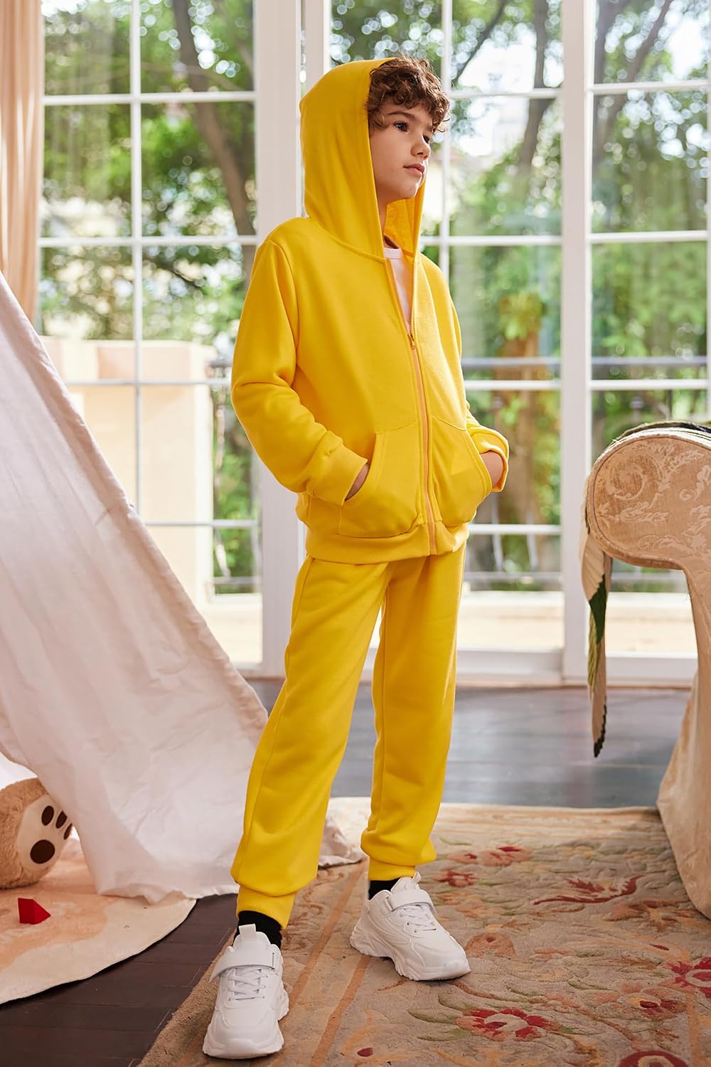 Arshiner Boys Athletic Tracksuit Zip Up Hoodie Sweatshirt and Jogger Pants