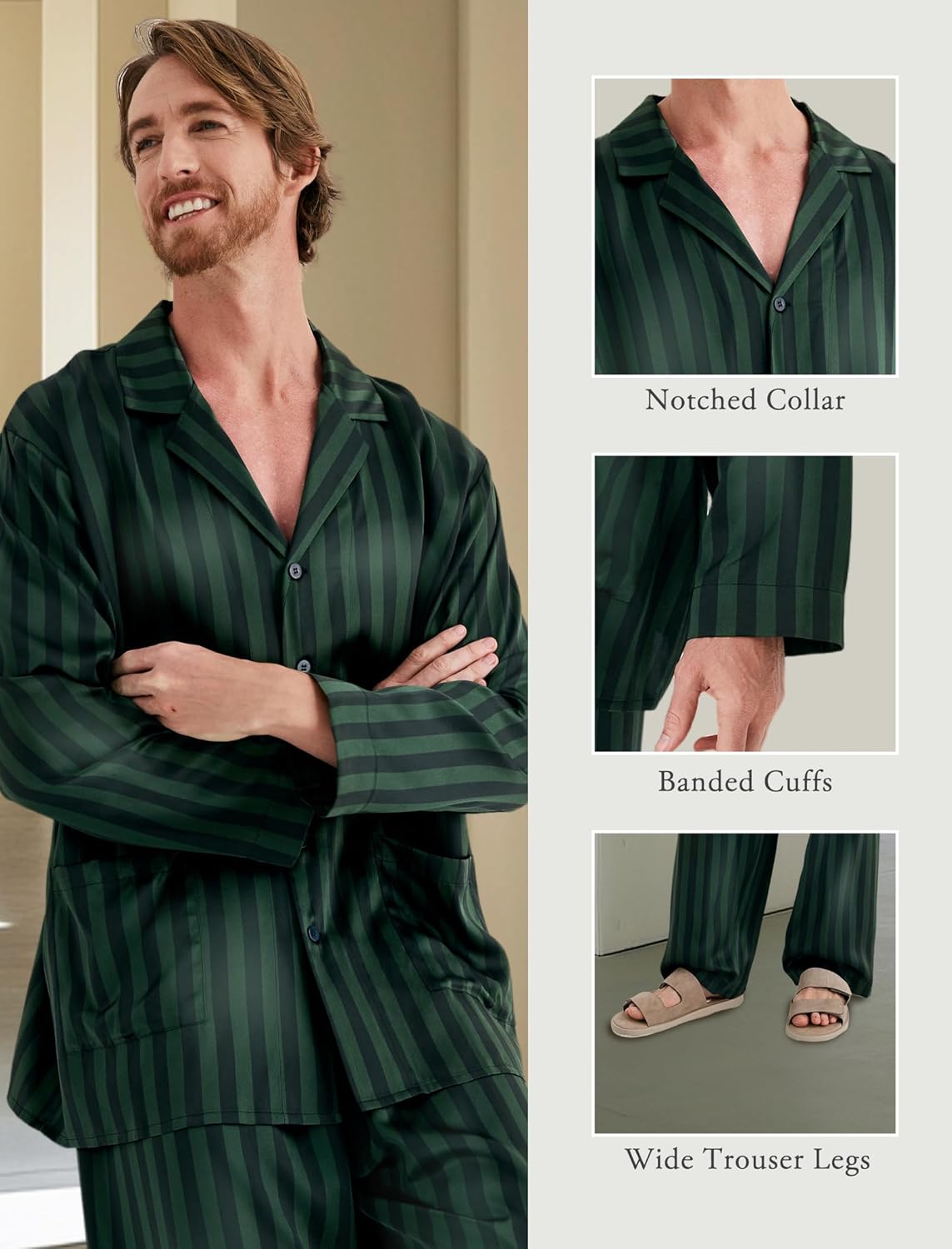 COLD POSH 100% 19MM Mulberry Silk Pajamas for Men Soft Lightweight Mens Silk Pajama Set for Valentines Pjs - Image 3