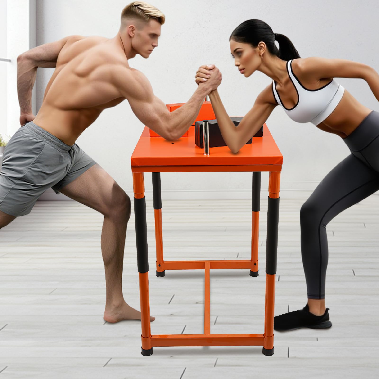 Arm Wrestling Table - Tavolo da braccio professionale per allenamento e competizione, supporto antiscivolo, struttura in acciaio stabile, imbottitura ergonomica, per atleti e club - arancione