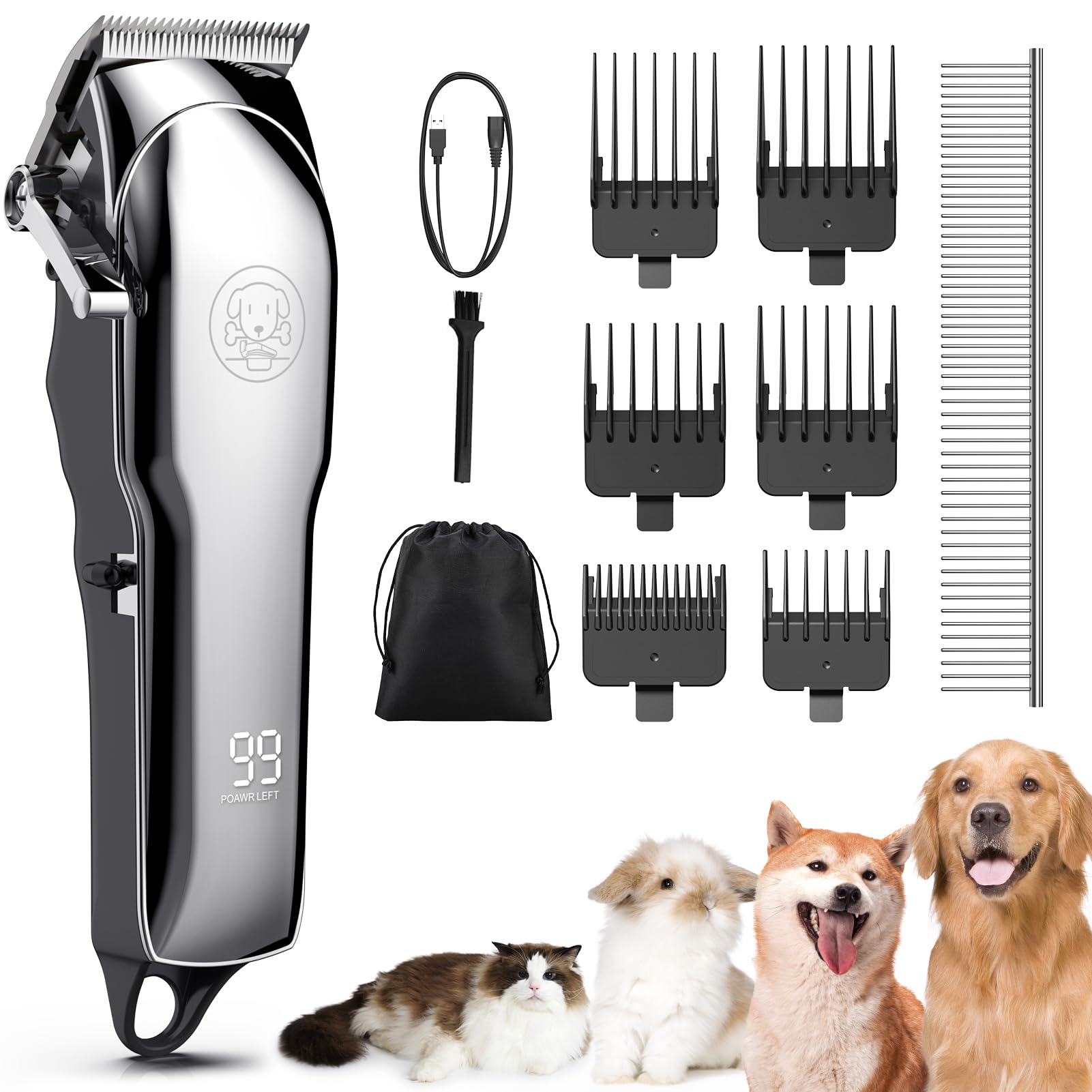 Amazon.co.jp: TURN RAISE 犬バリカン ペット用バリカンセット 櫛付き  