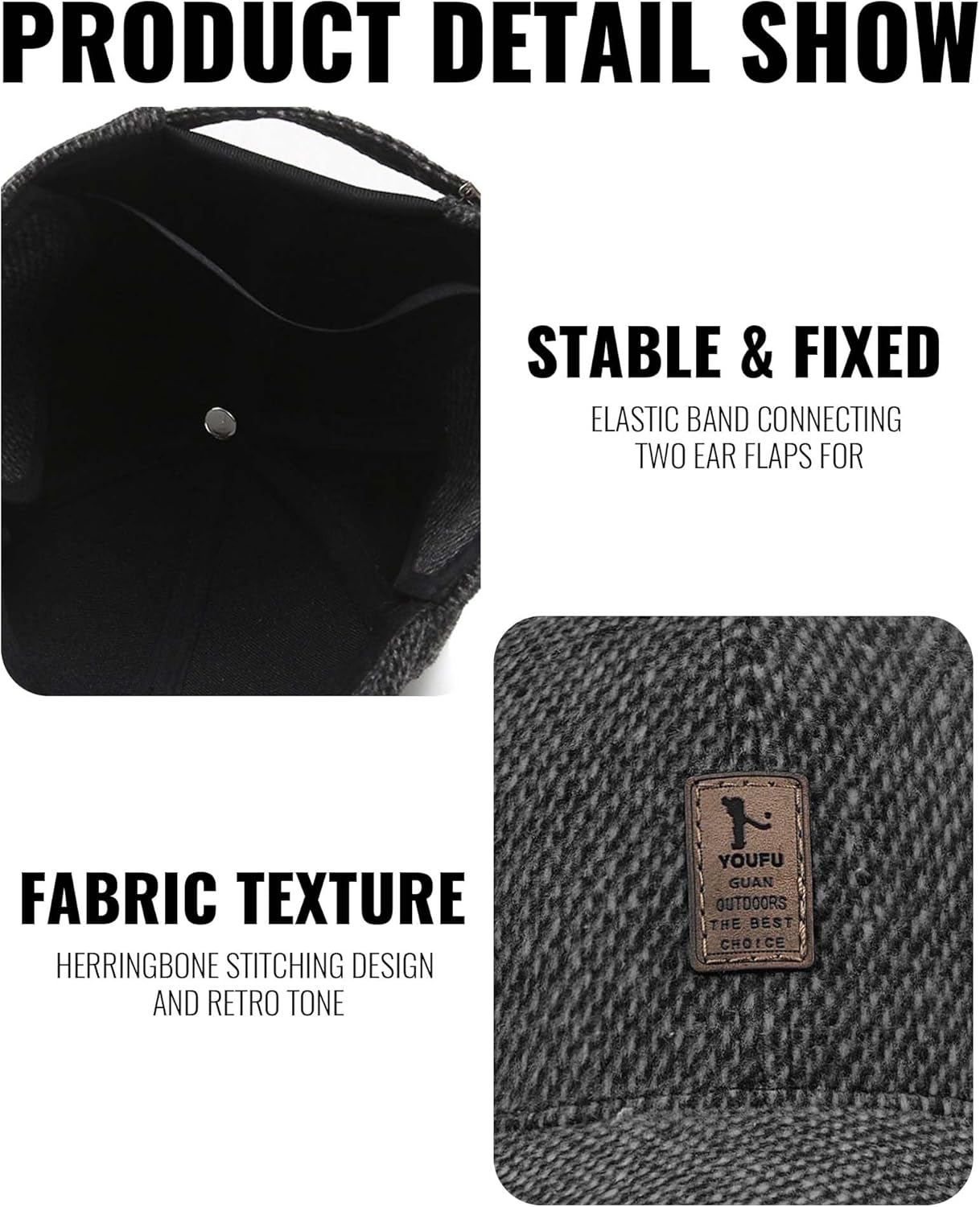 CLAPE Men's Winter Hat Outdoor Visor Dad Hat Warm Wool Sport Golf Baseball Cap Hats with Earflaps - Image 6