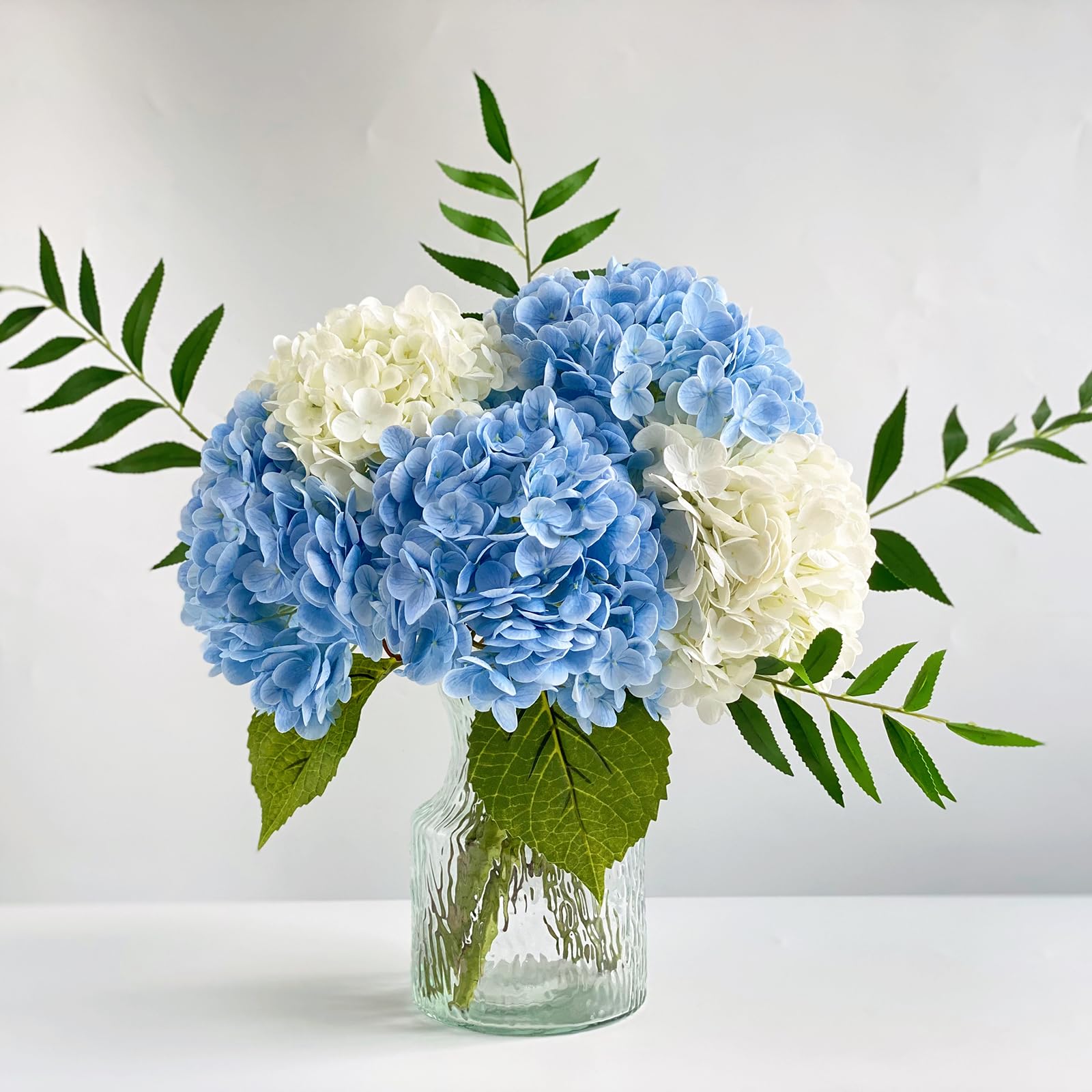 4 Fiori Artificiali Di Ortensia In Seta Blu – Stelo Lungo 50 Cm, Grandi Fiori, Per Decorazioni E Bouquet