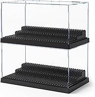 Vista 1 de Mlikero Paquete de 2 minifiguras para bloques de figuras de acción, caja de exhibición de acrílico transparente a prueba de polvo con 3 escalones