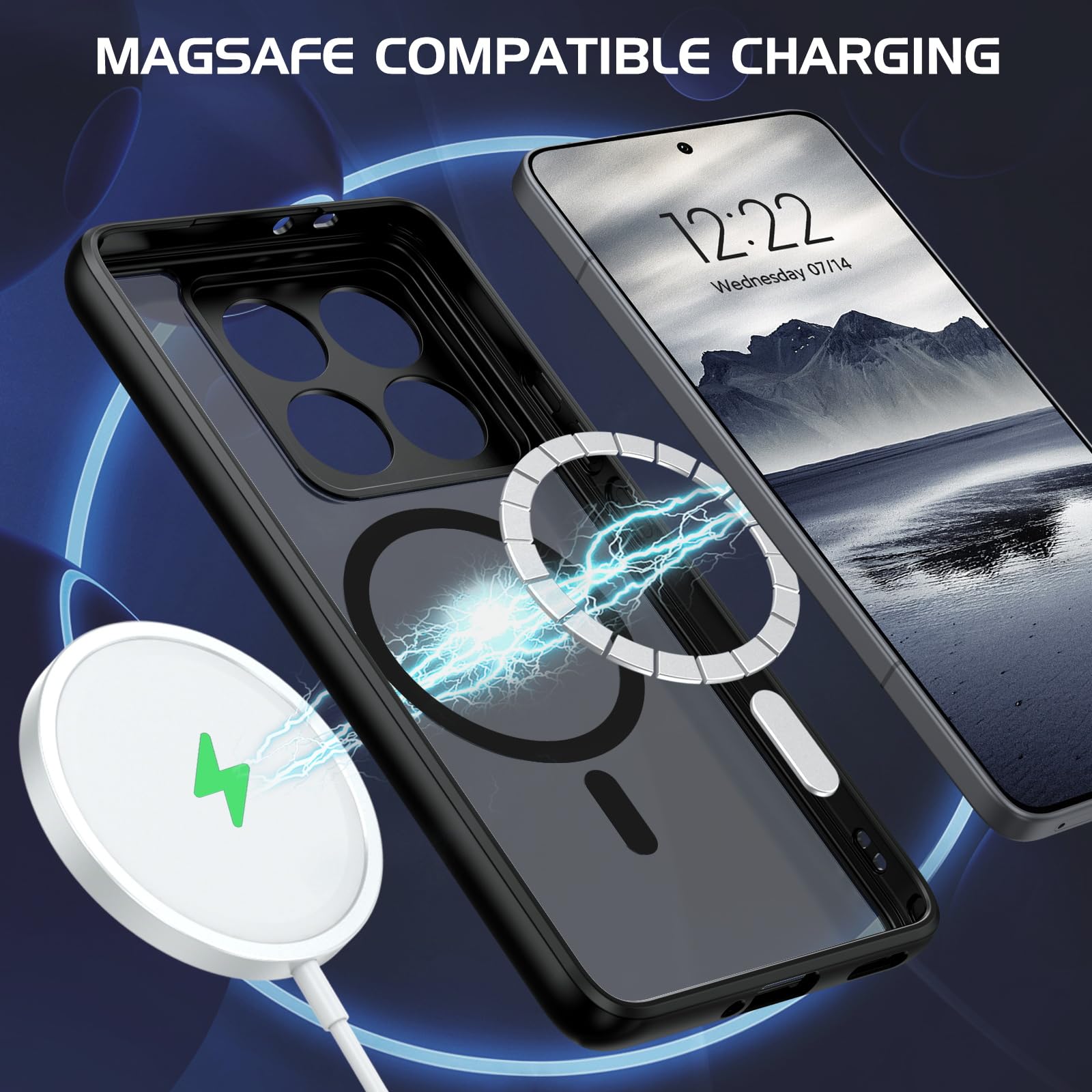 BENTOBEN Custodia magnetica per Xiaomi 14T Pro 5G [compatibile con Magsafe] Cover Xiaomi 14T Pro Custodia Cover Protezione di grado militare anti-urto, parte posteriore opaca traslucida