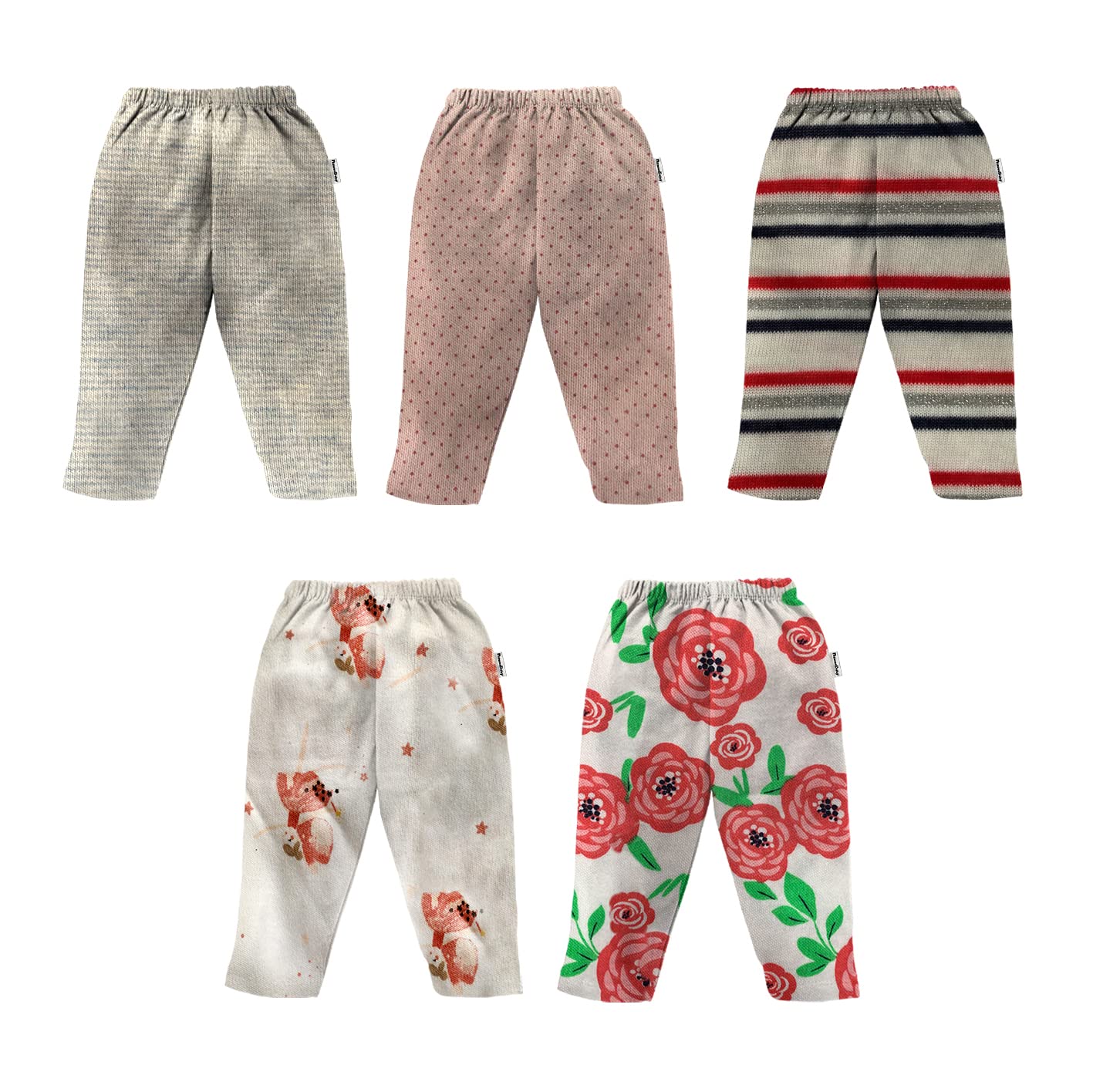 NammaBaby Girl's Cotton Printed Pyjama Pant Leggings Assorted Regular (Multicolour, 5-6 Years) 1