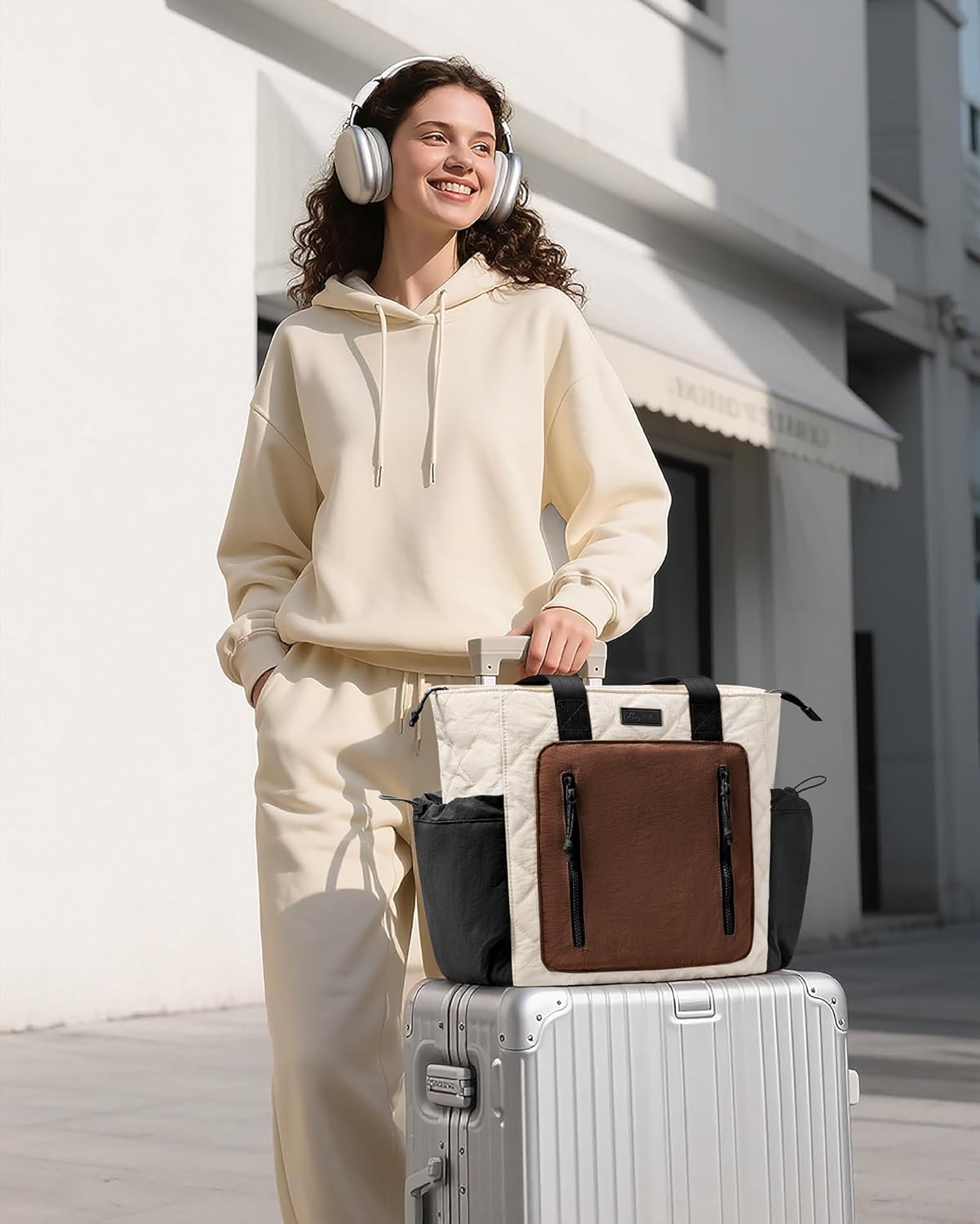 Puffer Tote Bag for Women, Lightweight Puffy Work Laptop Handbag Teacher Nurse Quilted School Daily Travel Gym Bag | Durable, with Zipper, 15.6" Laptop Sleeve, Large Tumbler Holder, Daily Carry On Bags, Comfy College Bags, Portable, Spacious - Image 3