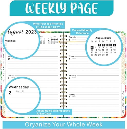 Miniatura 6 de Agenda 2023-2024  Agenda semanal y mensual con pestañas mensuales, julio 2023 a junio 2024 Agenda diaria, agenda anual, calendario organizador, tapa