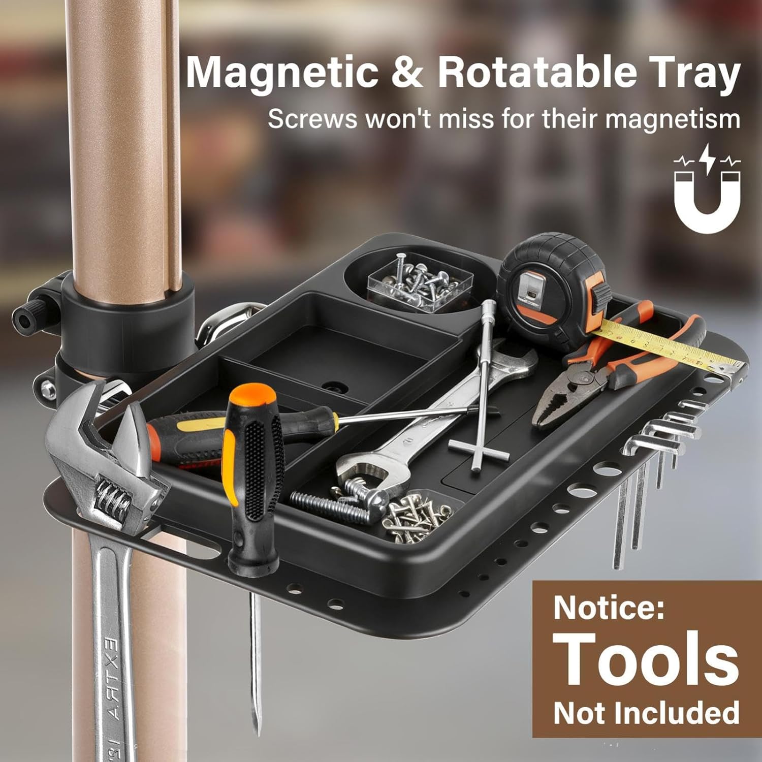 Bike Repair Stand, Bicycles Repair Stand 110 Lbs Load Capacity, Bikes Work Stands With Tool Tray & 360° Swivel Clamp, Adjustable Height 38.6" To 62" For E-bikes, Mountain Road