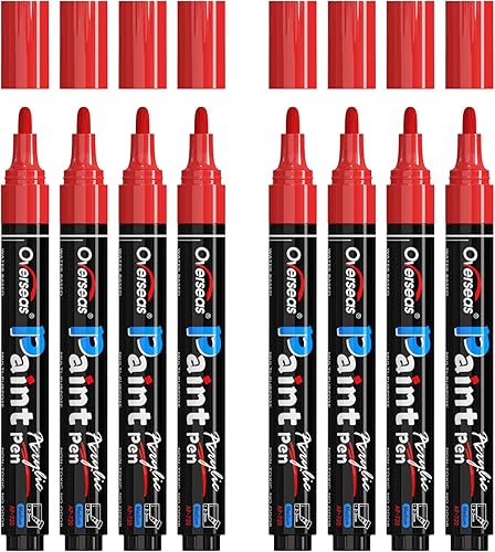 Miniatura 9 de Overseas Rotuladores de pintura naranja  Marcadores acrílicos permanentes, paquete de 8 unidades, a base de agua, secado rápido, resistente al agua