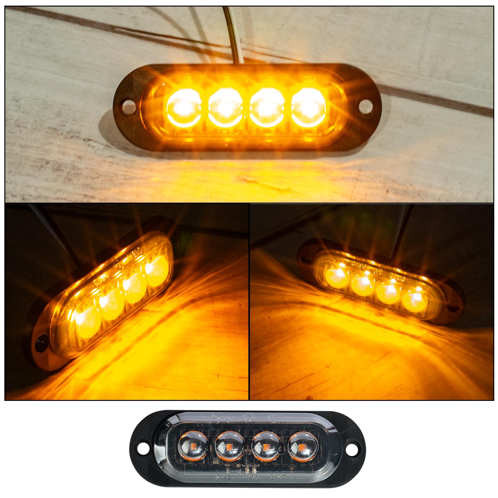 Catekro 10x Luci Ingombro LED 12V-24V con 4 LED Impermeabile Giallo | Luci Ingombro Camper Ripetitori Laterali a Filo per Auto Indicatori Laterali Lente Affumicata per Camion Camper Furgone SUV