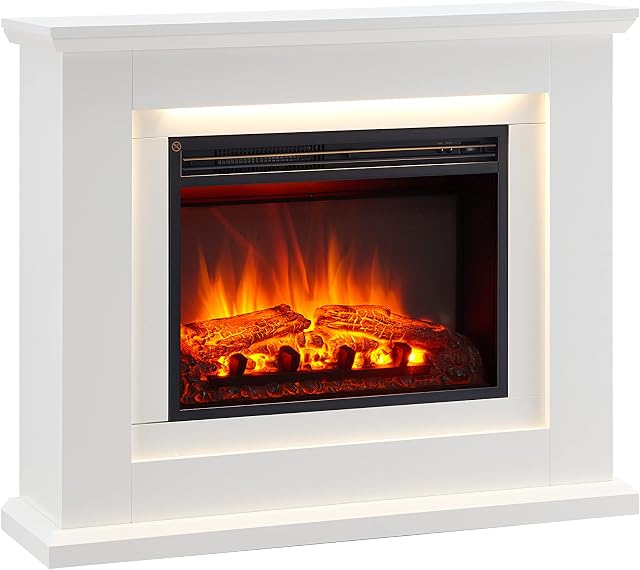 FLAMME Evora Fireplace with 39'' surround with 2kW Fireplace Heater White Multiple Colours Available