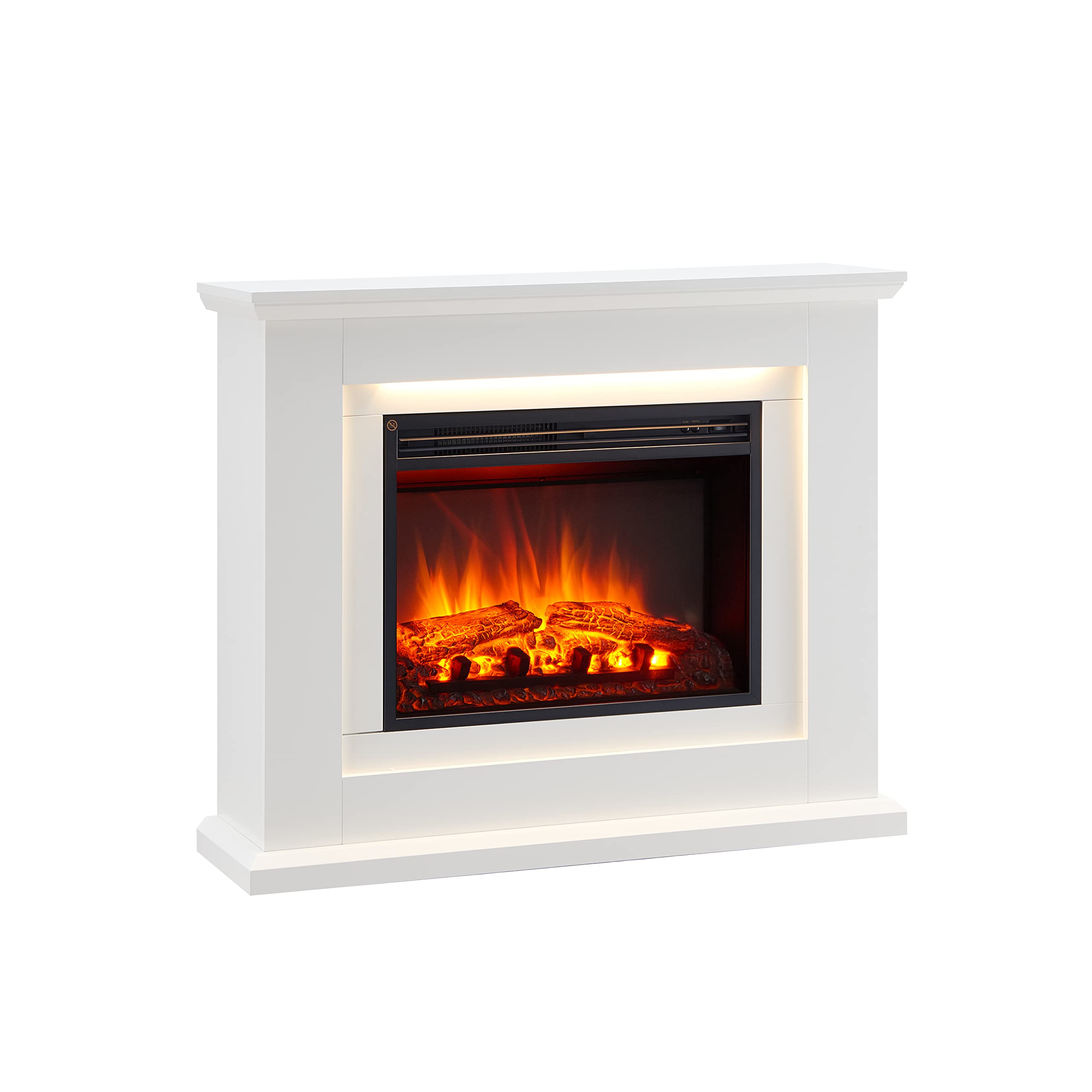 Flamme White Evora Fireplace With 39'' Surround With 2Kw Fireplace Heater Multiple Colours Available