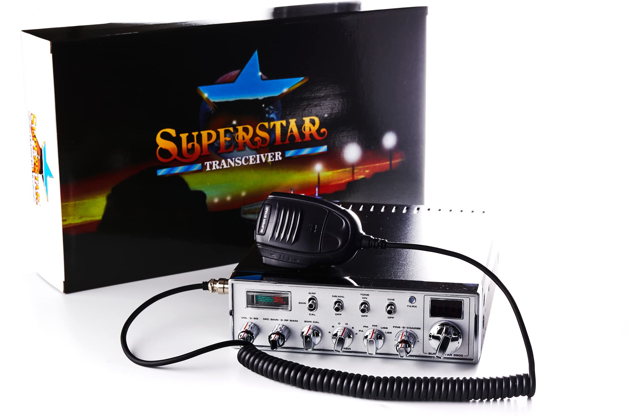 Super Star 3900 Émetteur-Récepteur Mobile CB 27 MHz AM/FM/USB/LSB, 12W SSB, Noir et Argent