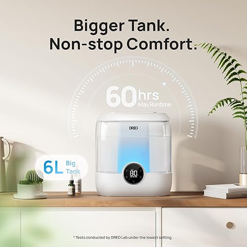Miniatura 5 de Dreo Humidificadores inteligentes para dormitorio, humidificador de niebla fría de gran tamaño de llenado superior de 6 litros para habitaciones