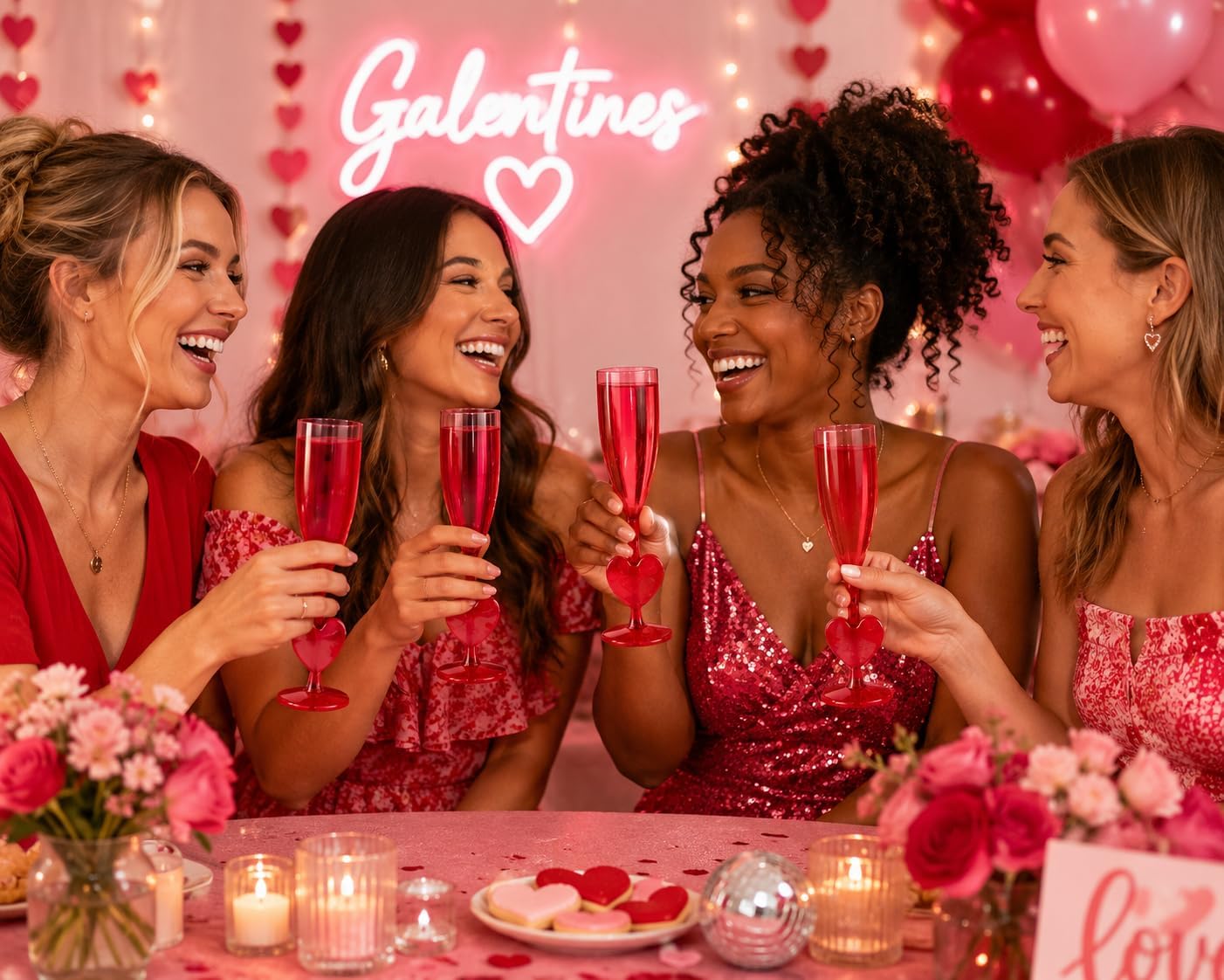 Fun Express Heart Shaped Champagne Glasses Plastic Flutes 12 Pack - Red Valentine Wine Glasses for Galentines Day Party Supplies | BPA Free Acrylic Drinking Cups 6oz | Valentines Day Glassware Bulk