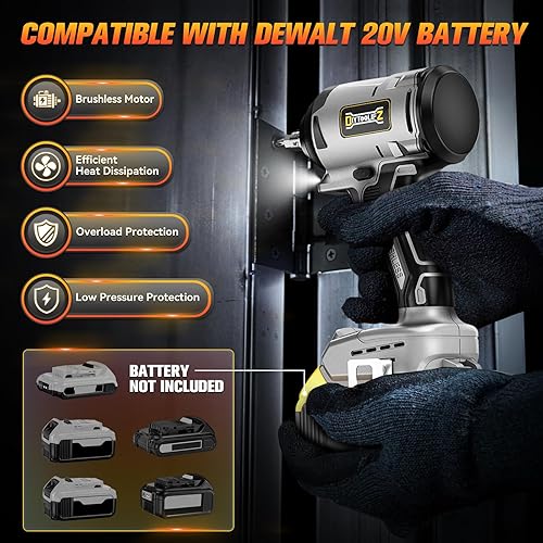 Miniatura 4 de Llave de impacto inalámbrica para batería Dewalt de 20 V, pistola de impacto de 12 pulgada de alto par 250 ft-lbs (330 N.m), herramienta de