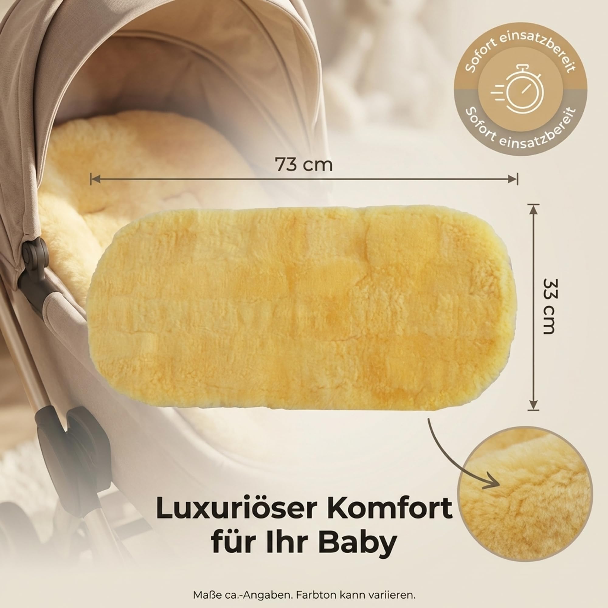 Lammfell Baby Einlage Kinderwagen 100% Merinowolle 75 x 35 cm Patchwork