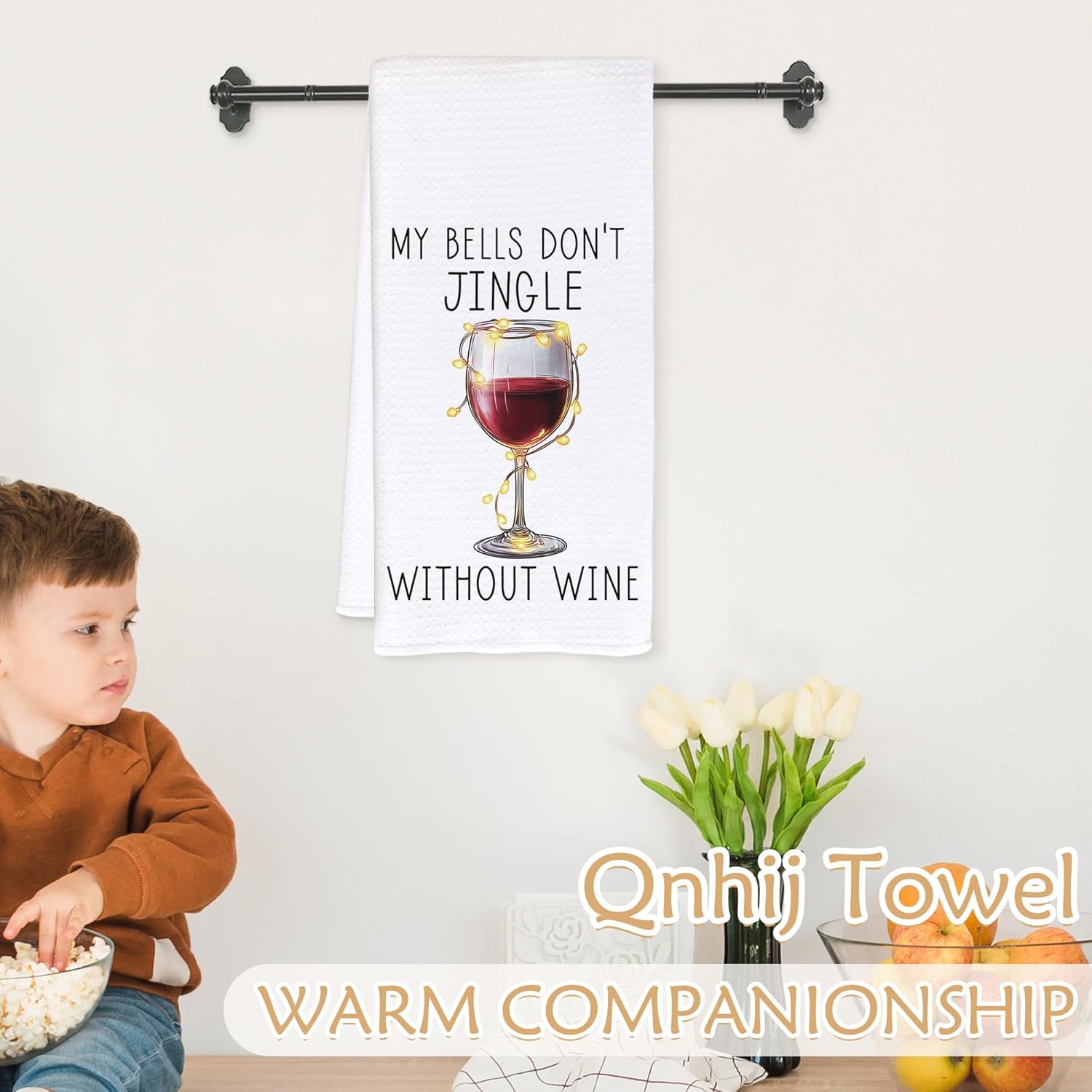 Funny Christmas Wine Kitchen Bar Towels, Wine Gifts for Women Men, Alcohol Lover Gifts Decorative Hand Dish Tea Towels for Kitchen, Christmas Bar Decor, 16x24 Inch - Image 3