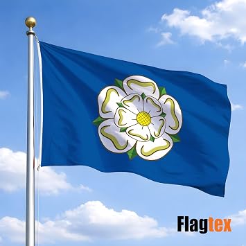 Flagmax Yorkshire Flag 5ft x 3ft (150cm x 90cm) - Durable British Flags with Eyelets Featuring the White Rose of Yorkshire Flag Design for Indoor and Outdoor Display