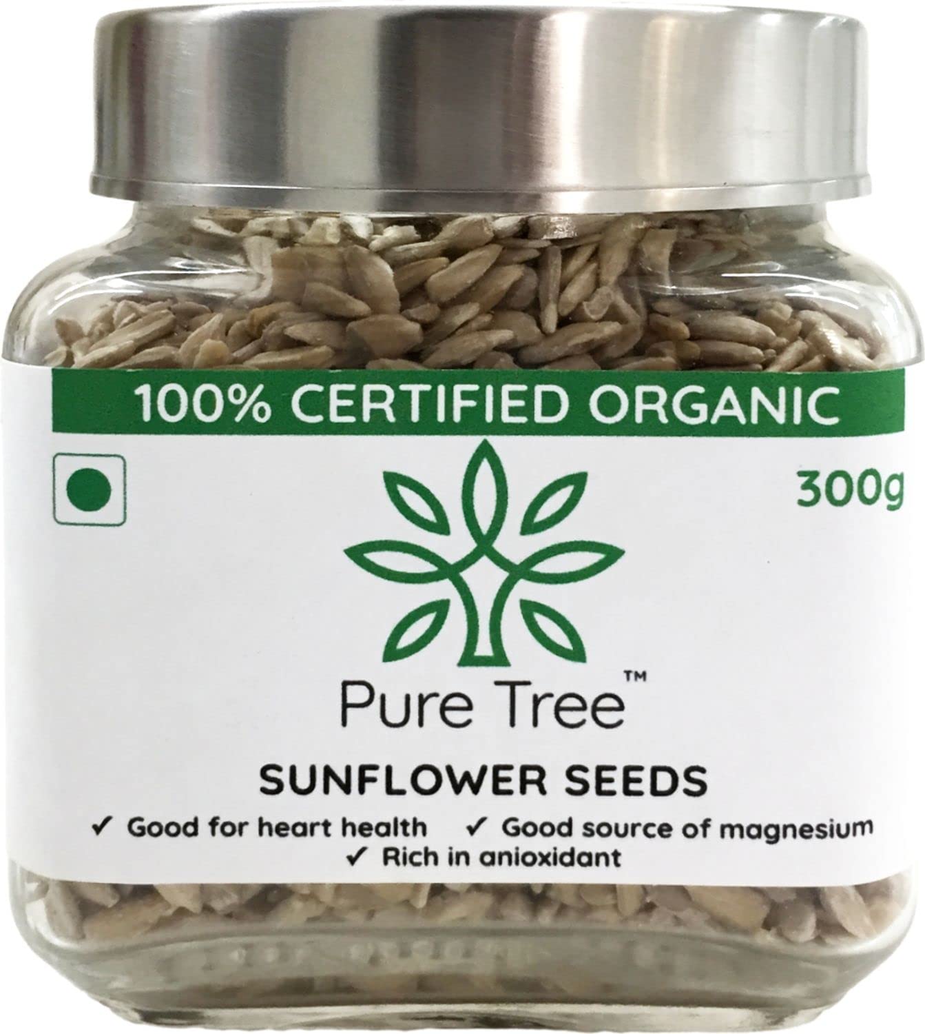 Pure Tree Certified Organic Sunflower Seeds | 300 g | Glass Jar | Surajmukhi ke Beej | Raw Sunflower Seeds | Organic Seeds for Eating Rich In Healthy Fats & Fiber (B0B7F22774) Amazon Price History, Amazon Price Tracker