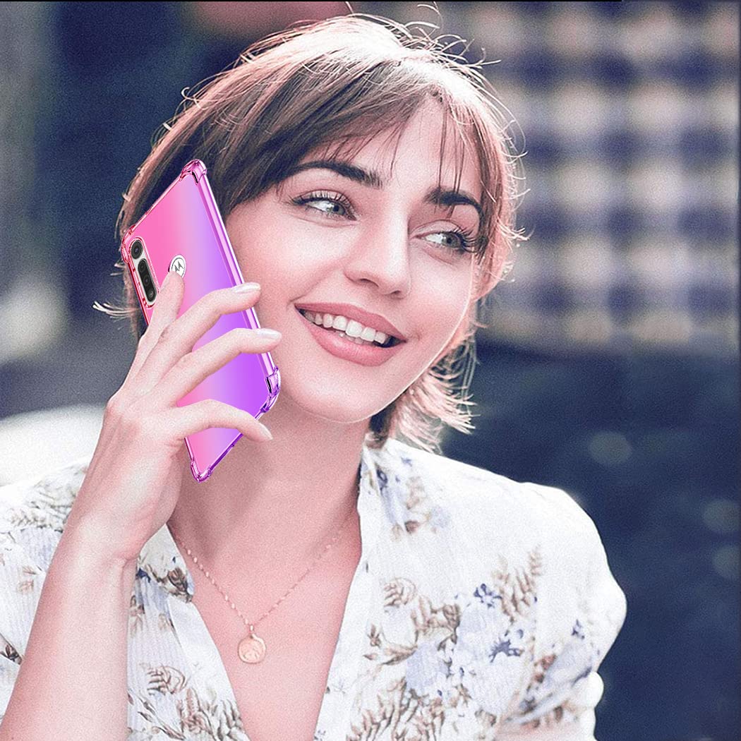 Custodia Per Moto G8 Plus Sfumata Rosa/viola – Cover Morbida In TPU, Ultra Sottile, Antigraffio, Per Motorola Moto G8 Plus - 5