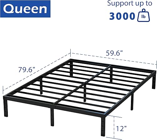 Miniatura 94 de Marco de cama tamaño King no necesita somier, plataforma de cama King resistente de 8 pulgadas, soporta hasta 3000 libras, fácil montaje, sin ruido,