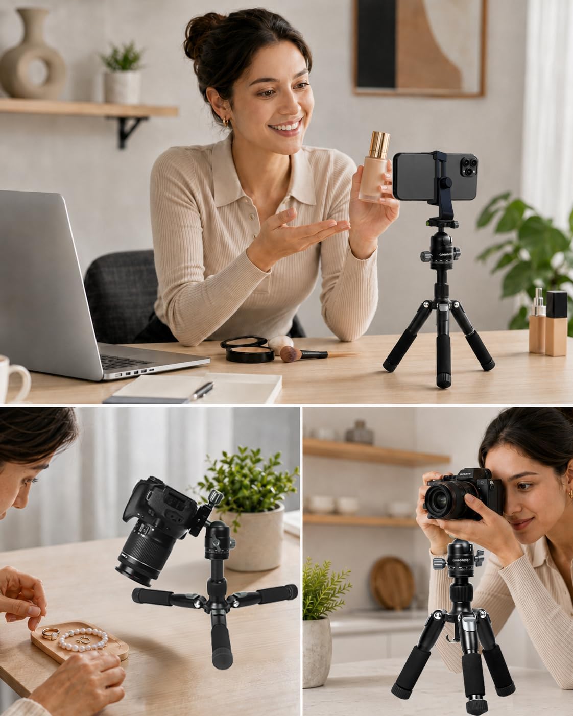 CAMBOFOTO 20.3” Desk Mini Tripod for Camera and Phone, Aluminum Ball Head 6 71L3pP1FYVL. AC SL1402