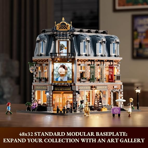 Lumibricks Art Gallery Lighting Building Set, 3400 Pcs Modular Building | Town Life City Modular Collection Kit with Minifigures for Adults & Visual Art Lovers, Artwork on the Table