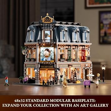 Lumibricks Art Gallery Lighting Building Set, 3400 Pcs Modular Building | Town Life City Modular Collection Kit with Minifigures for Adults & Visual Art Lovers, Artwork on the Table