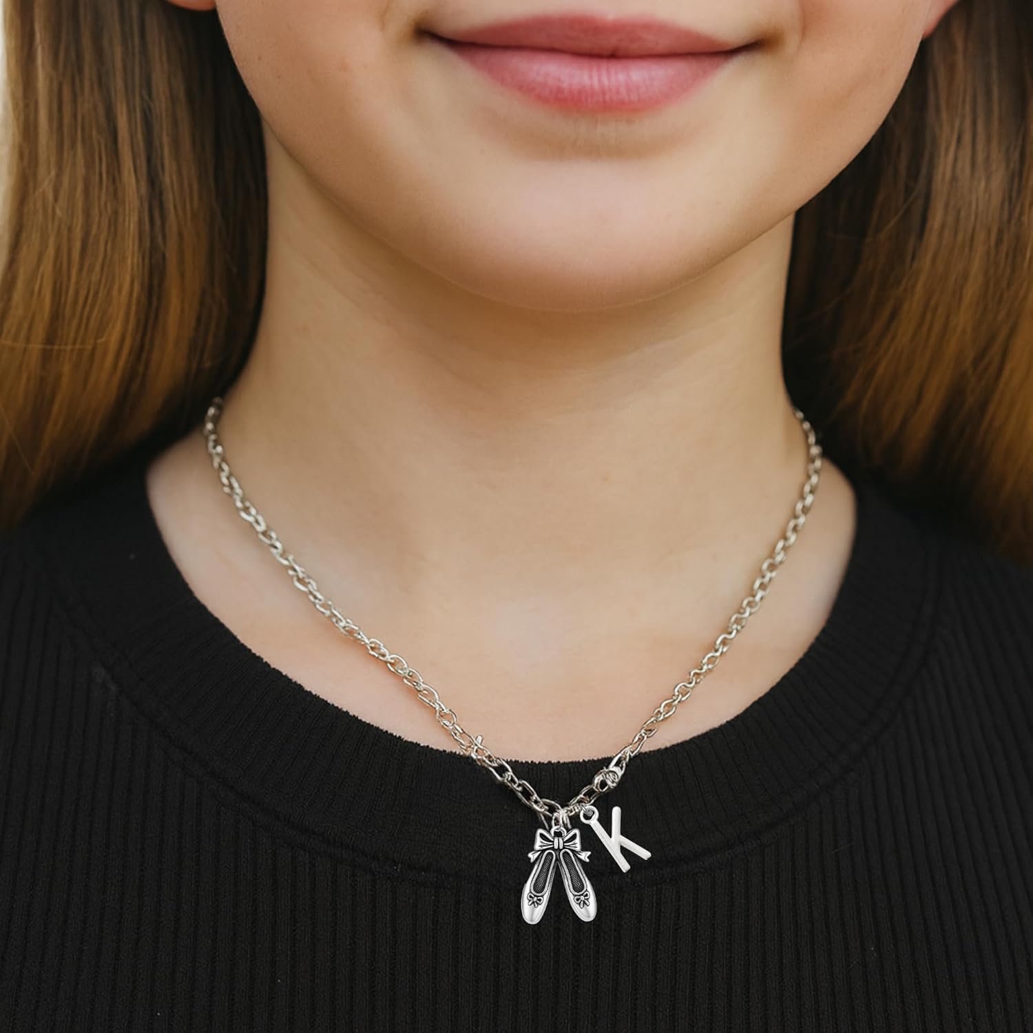 Personalized Ballet Necklace with Initial Charm – Dance Jewelry with Ballet Shoe Pendant, Custom Gift for Dancers, Recitals, Dance Teachers & Teams - Image 6