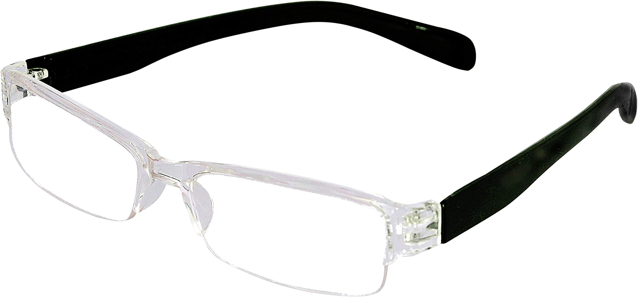 AKSHAJ™ Transparent Half Rim Reading (Near Vision) Glasses (Black, 1.75)