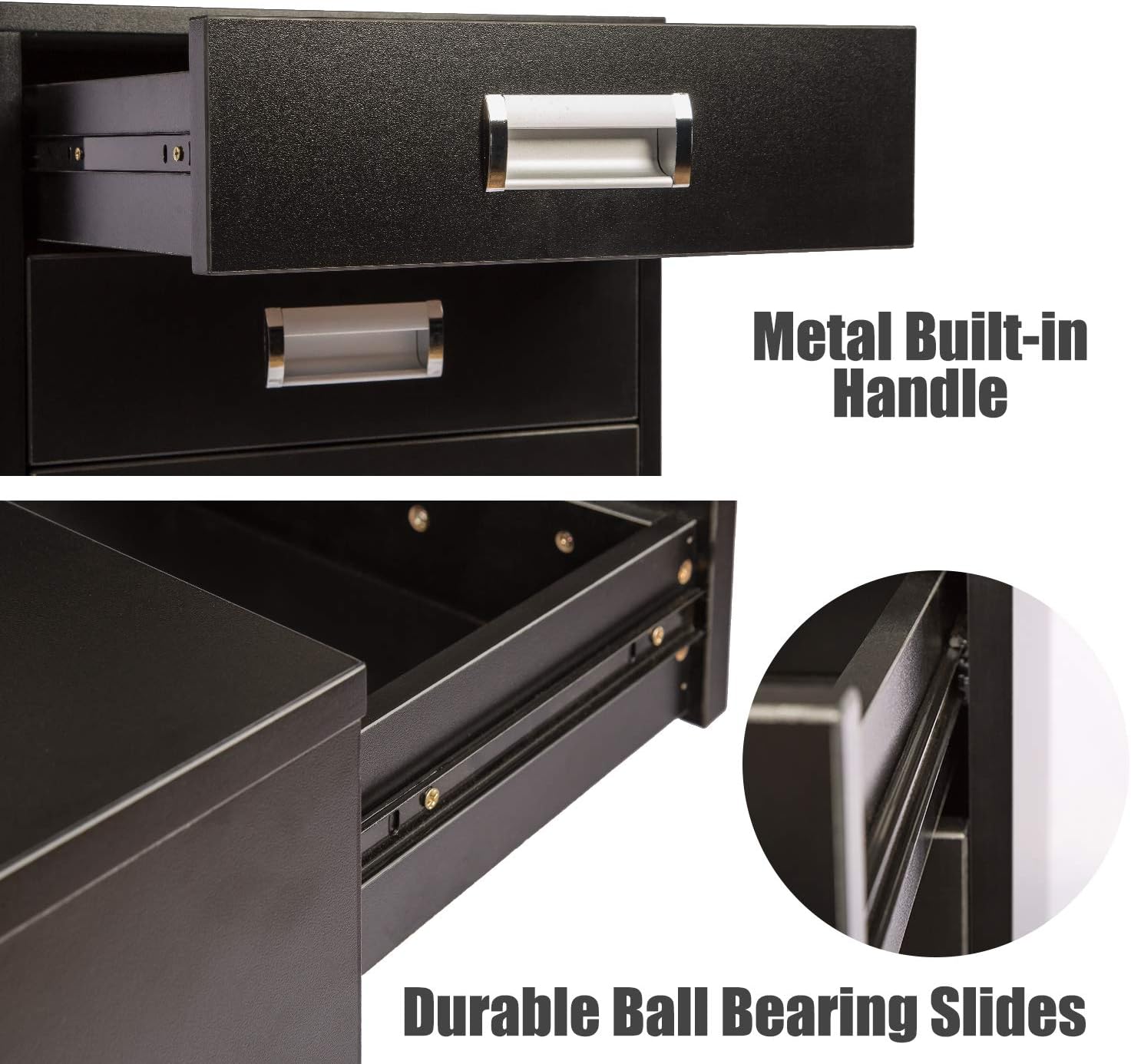 TOPSKY 5 Drawer Mobile Cabinet Fully Assembled Except Casters Built-in Handle (Black)