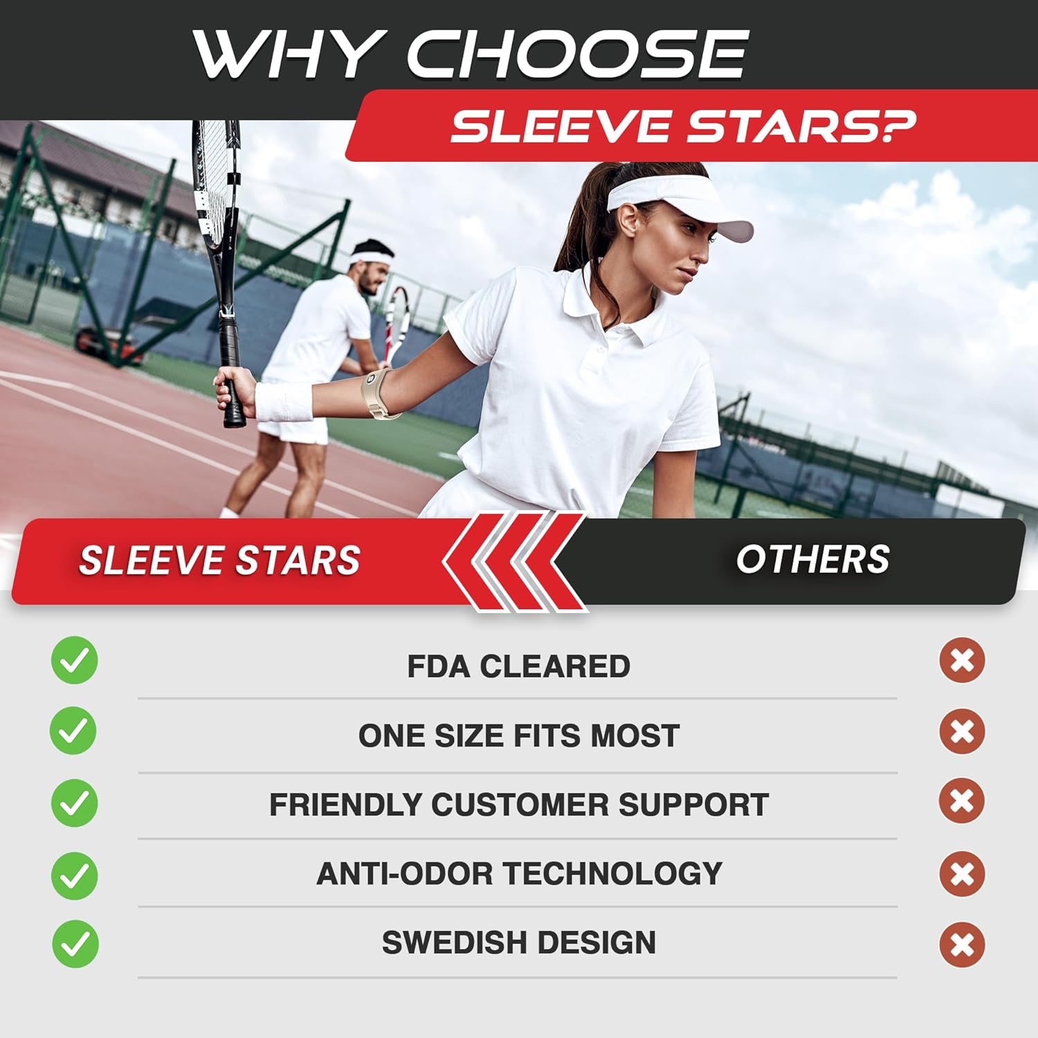 Sleeve Stars Tennis Elbow Brace for Women - Adjustable Tennis Elbow Strap, Golfers Elbow Brace for Men, Counterforce Brace for Tendonitis Relief, Fits 9"-23" (Pair/Beige)