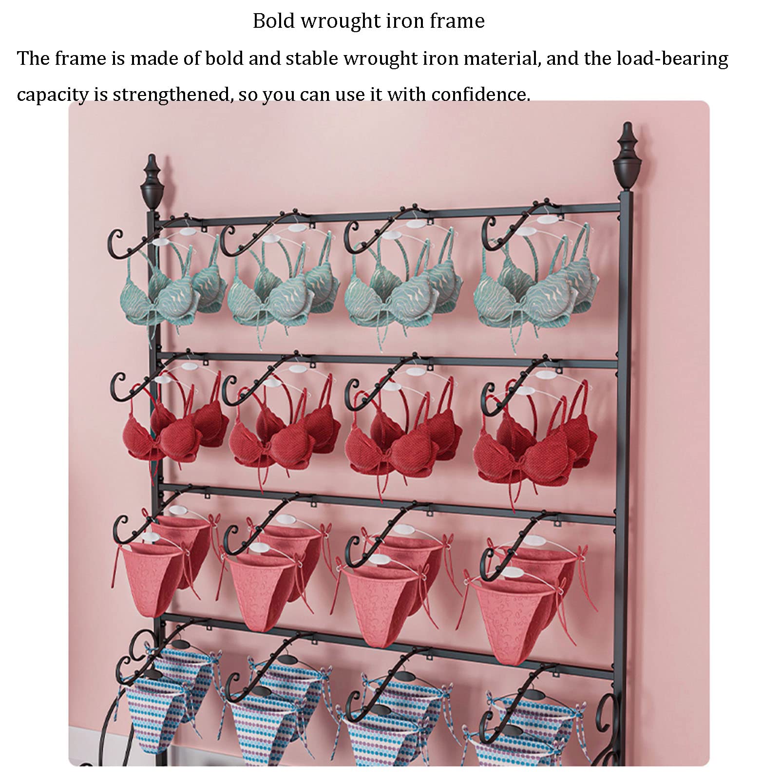 Generico Espositore per Biancheria Intima in Metallo per Boutique Commerciali, espositore per Vestiti Creativo Moderno da Pavimento a 4 Livelli, espositore per Reggiseni, Pantaloncini, Cost