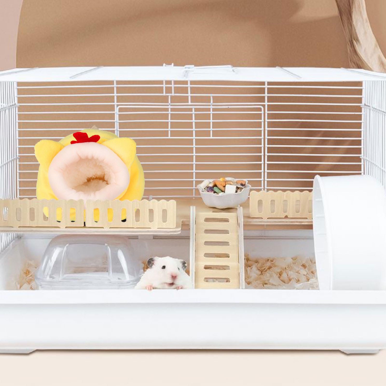 SKHAOVS 2 Pezzi Cuccia Per Criceto,Gabbia per Nidi Invernali per Piccoli Animali,Piccoli Animali Letto,Warm Nido di Cotone,Cuccia Lettino Nido per Criceti per Riccio Criceti Scoiattoli(Rosso Giallo)