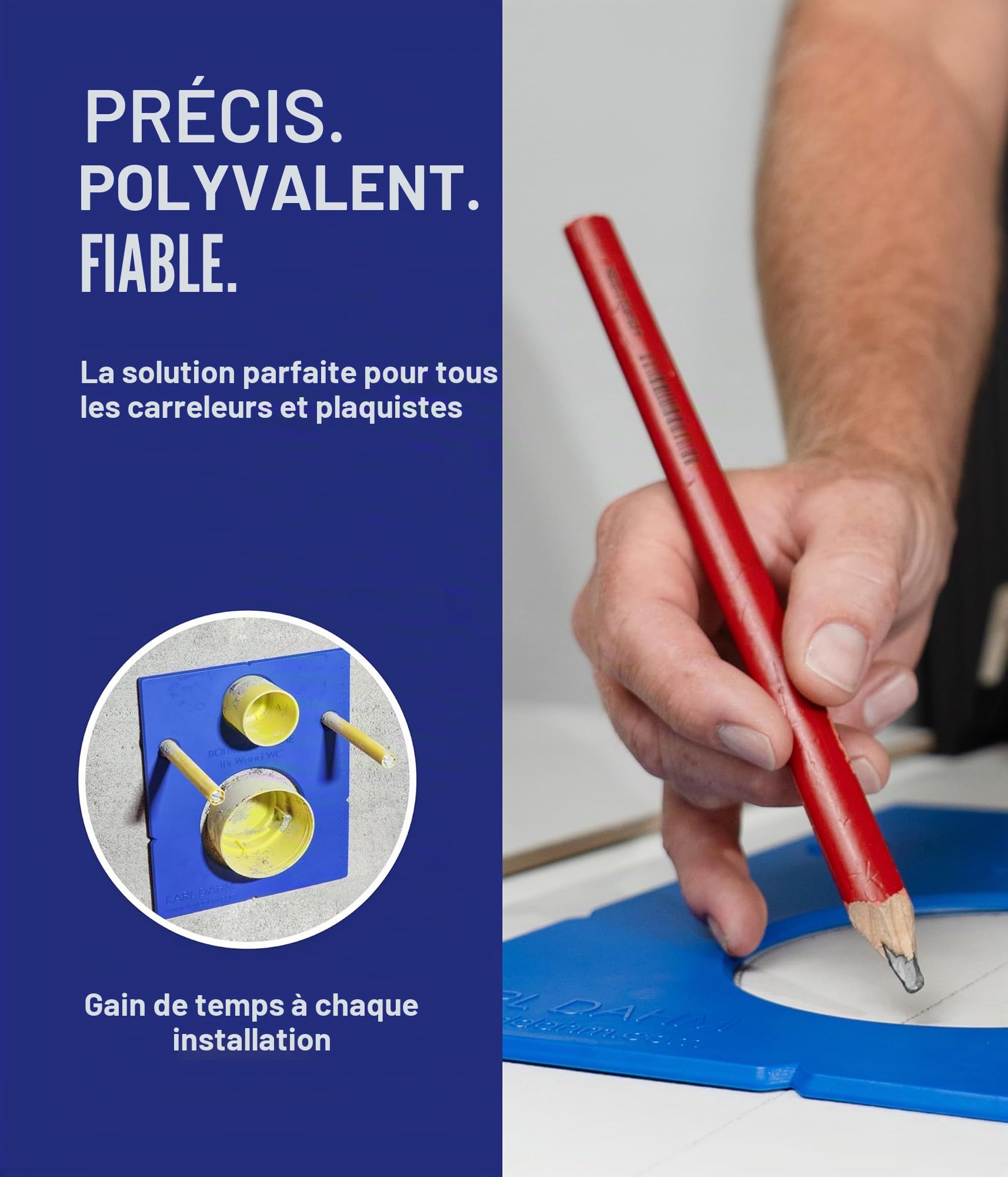 Karl Dahm® Pochoir de signalisation pour raccords de toilettes - Marquages précis pour les installations de toilettes - Utilisation universelle - Idéal pour les systèmes de toilettes, robuste et gain