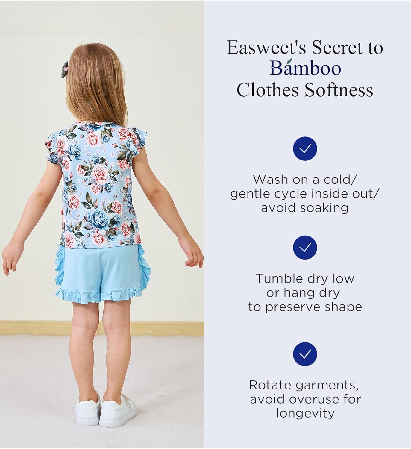 Toddler Kid Girls Summer Outfits Ruffled Cap Sleeve Shirt and Shorts Set, Viscose from Bamboo - Image 5