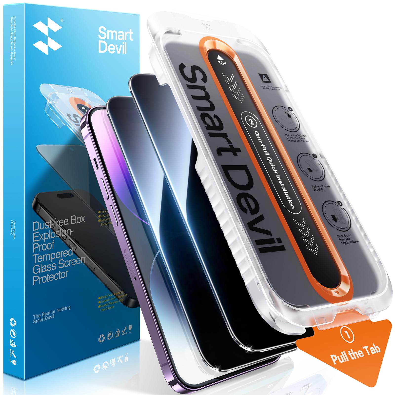SMARTDEVIL 2 Pack Privacy Screen Protector for iPhone 14 Pro