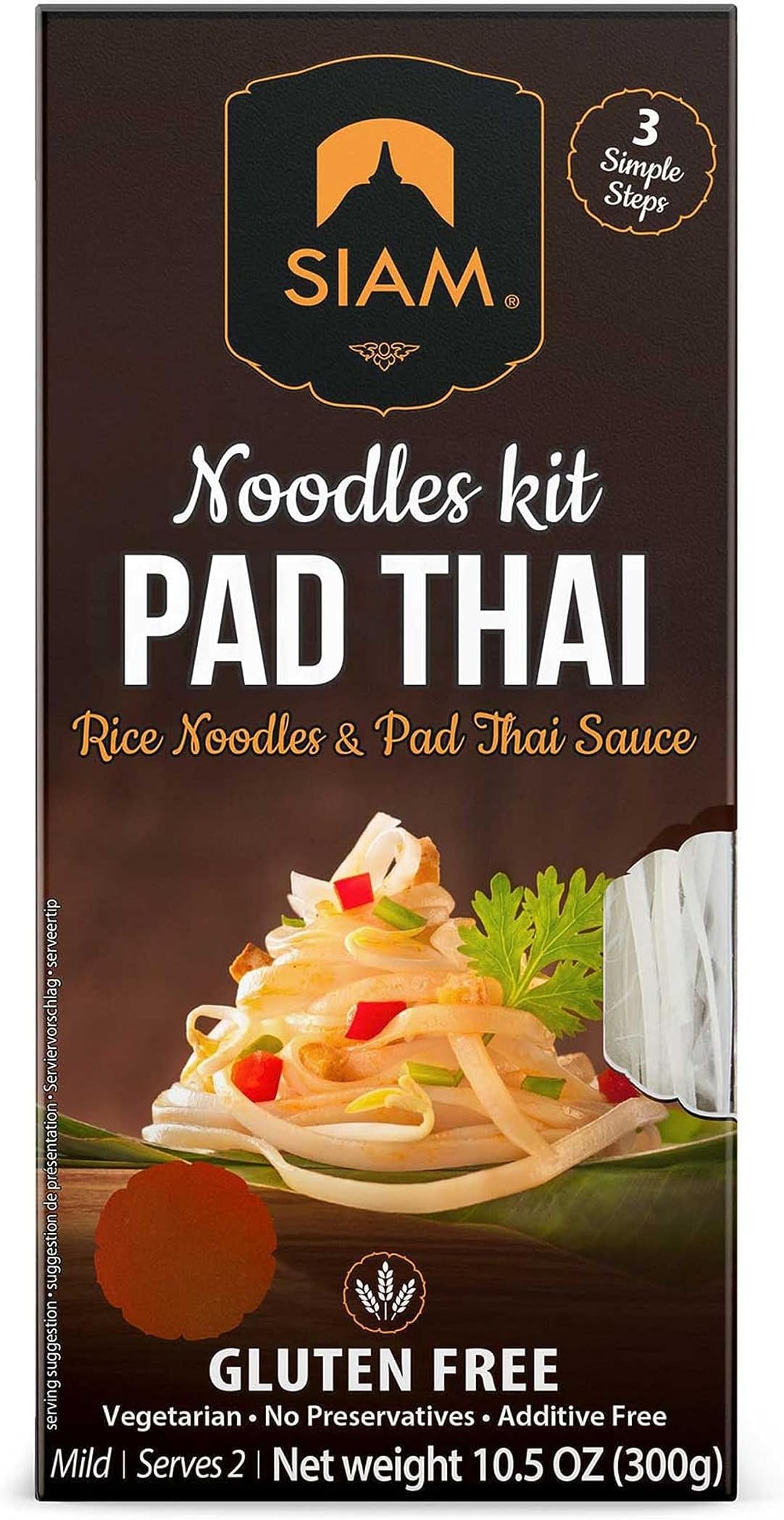 De Siam Pad Thai Rice Noodles & Pad Thai Sauce Cooking Kit 300 gm; Thai Food; Gluten Free; stir-fried noodle dish; Pad Thai Sauce