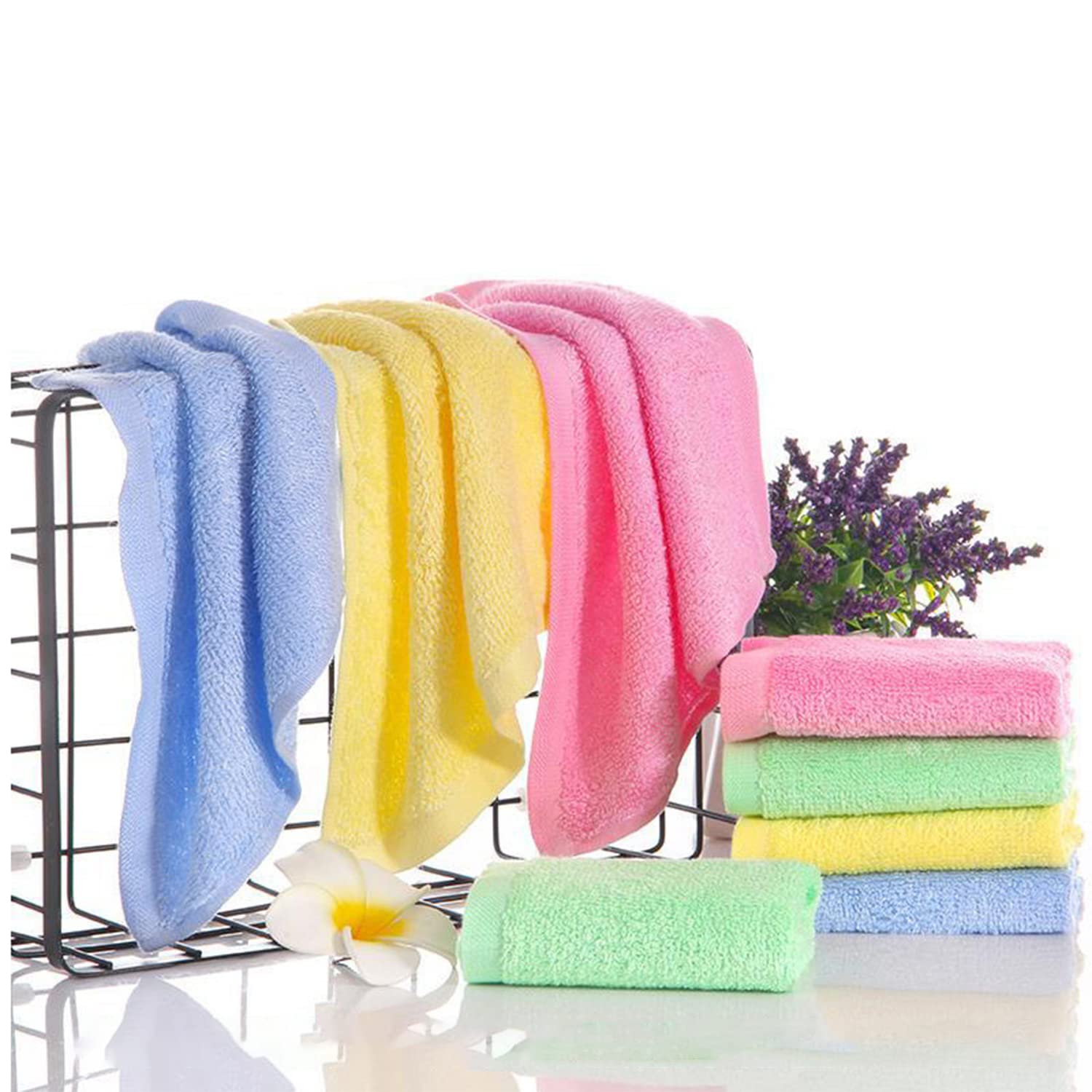 MSAFGY Ultra Soft Fiber Cleaning Cloths, [12] Pack of Soft Reusable Dish Towels, Super Absorbent Cleaning Cloths for Home, Kitchen, Bathroom, Car and More (Pink, 4 PCS)