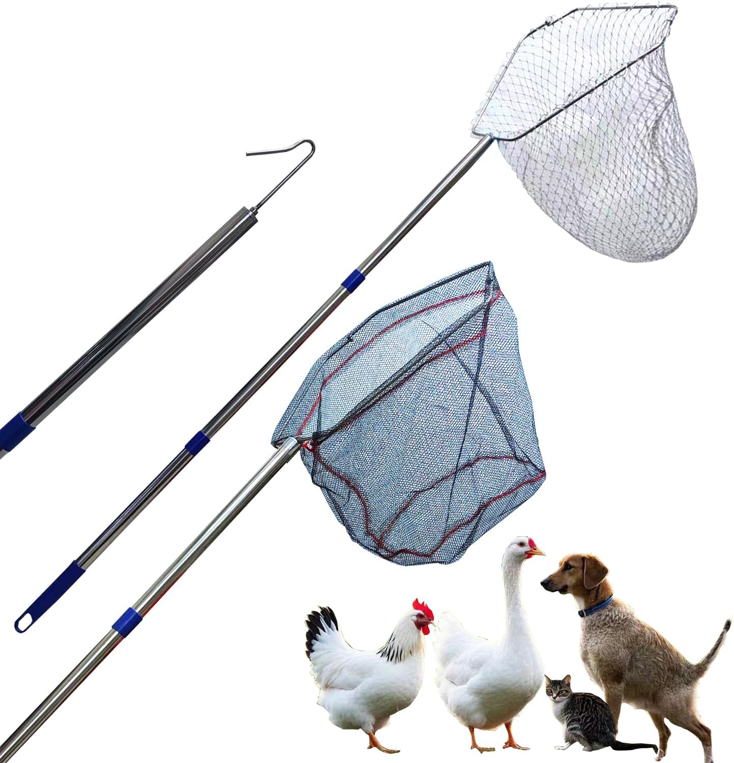 Stainless Steel Adjustable Chicken net Traps-Poultry catching nets, Fishing nets with Handles, Bird nets for Chicken coop, Chicken Traps with Handles, Fishing nets with Handles