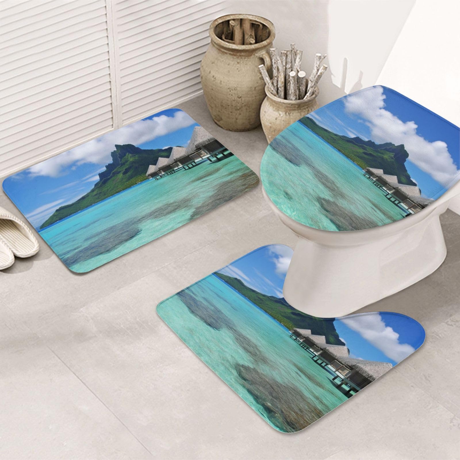 Tapis de bain motif plage pour une ambiance vacances OUSIKA