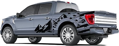 Miniatura 8 de Calcomanías gráficas de montañas laterales y bandera compatibles con Ford F150 (rojo)